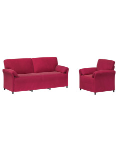 Set di divani 2 pz Rosso Vino Velluto 2