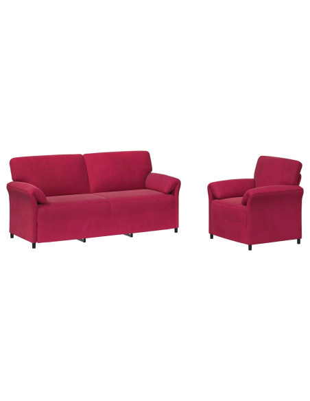 Set di divani 2 pz Rosso Vino Velluto