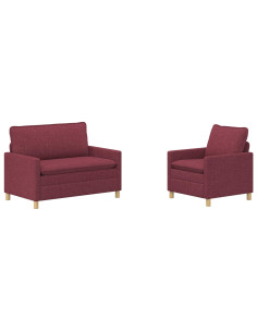 Set di divani 2 pz Rosso Vino Tessuto 2