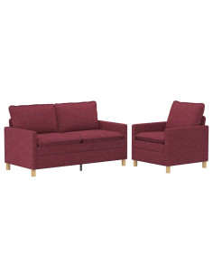 Set di divani 2 pz Rosso Vino Tessuto 2