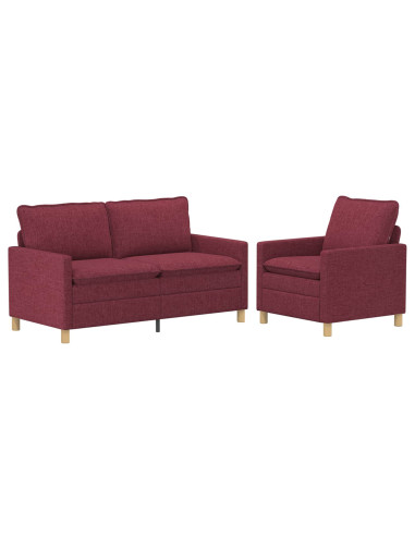 Set di divani 2 pz Rosso Vino Tessuto