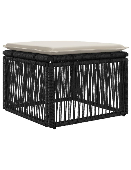 Set Divano da Giardino 11 pz Nero e Bianco Crema polyrattan