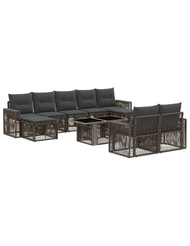 Set Divano da Giardino 10 pz Grigio e Grigio Scuro polyrattan