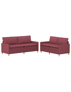 Set di divani 2 pz Rosso Vino Tessuto 2