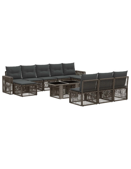 Set Divano da Giardino 11 pz Grigio e Grigio Scuro polyrattan