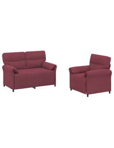 Set di divani 2 pz Rosso Vino Tessuto 2