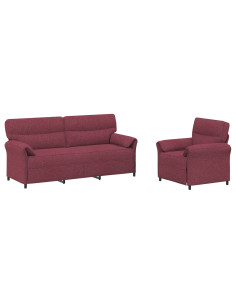 Set di divani 2 pz Rosso Vino Tessuto 2