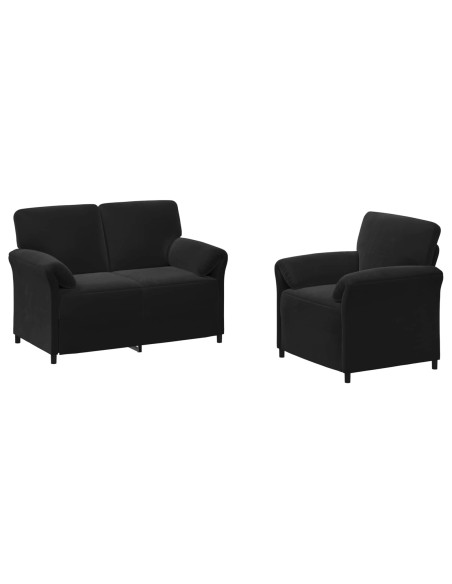 Set di divani 2 pz Nero Velluto