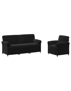 Set di divani 2 pz Nero Velluto 2