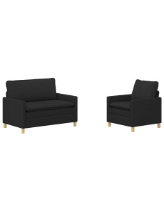 Set di divani 2 pz Nero Tessuto 2