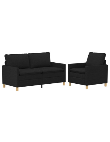 Set di divani 2 pz Nero Tessuto