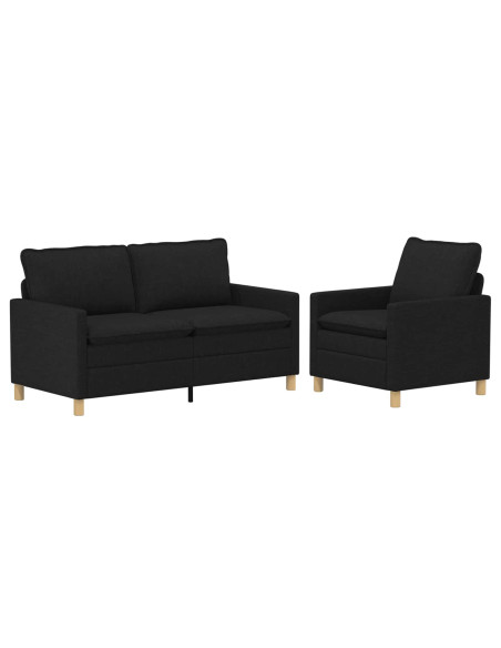 Set di divani 2 pz Nero Tessuto