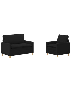Set di divani 2 pz Nero Tessuto 2