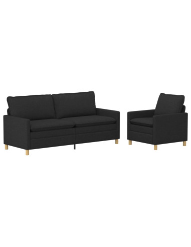 Set di divani 2 pz Nero Tessuto