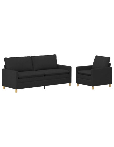 Set di divani 2 pz Nero Tessuto