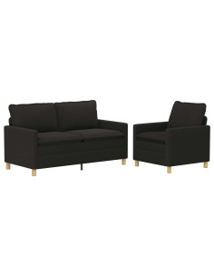 Set di divani 2 pz Nero Tessuto 2