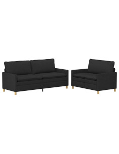 Set di divani 2 pz Nero Tessuto 2
