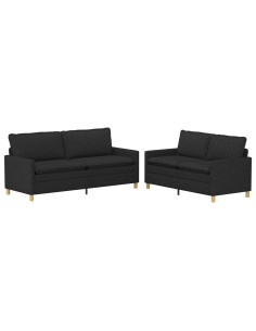 Set di divani 2 pz Nero Tessuto 2