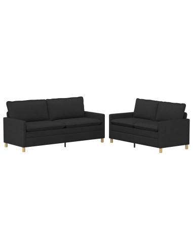Set di divani 2 pz Nero Tessuto