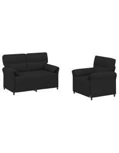 Set di divani 2 pz Nero Tessuto 2