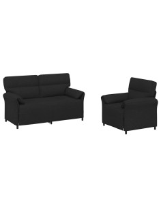 Set di divani 2 pz Nero Tessuto 2