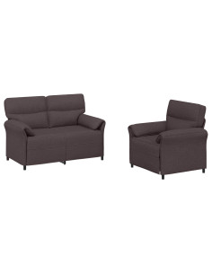 Set di divani 2 pz Marrone Scuro Tessuto 2