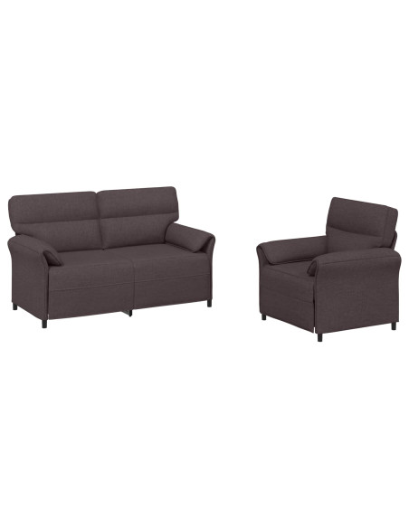 Set di divani 2 pz Marrone Scuro Tessuto