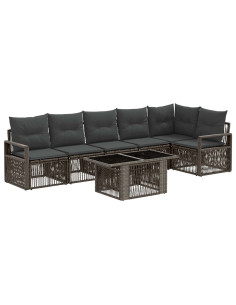 Set Divano da Giardino 7 pz Grigio e Grigio Scuro polyrattan 2