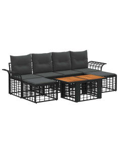 Set Divano da Giardino 7 pz Nero e Grigio scuro polyrattan 2