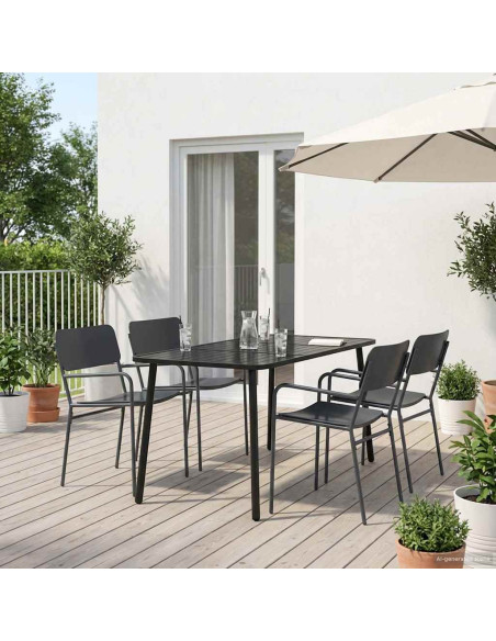Set da pranzo 5 pz Antracite Acciaio