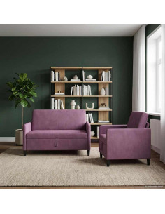 Set di Divani con Storage 2 pz Viola Poliestere