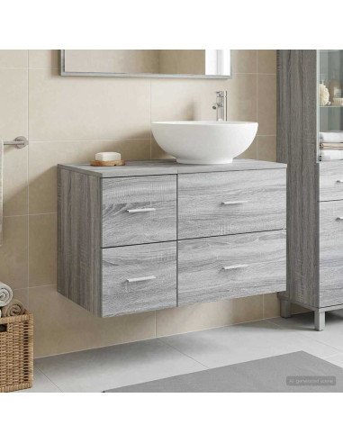 Set di mobili per il bagno 2 pz Sonoma grigio