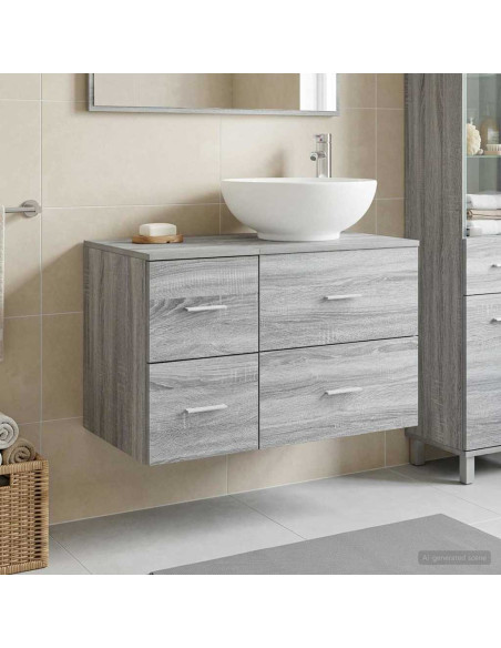 Set di mobili per il bagno 2 pz Sonoma grigio