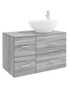 Set di mobili per il bagno 2 pz Sonoma grigio 2