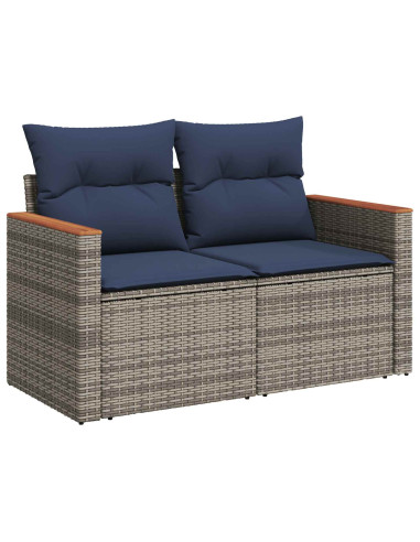 Set di divani 5 pz Grigio e Blu Navy Rattan sintetico e Acciaio
