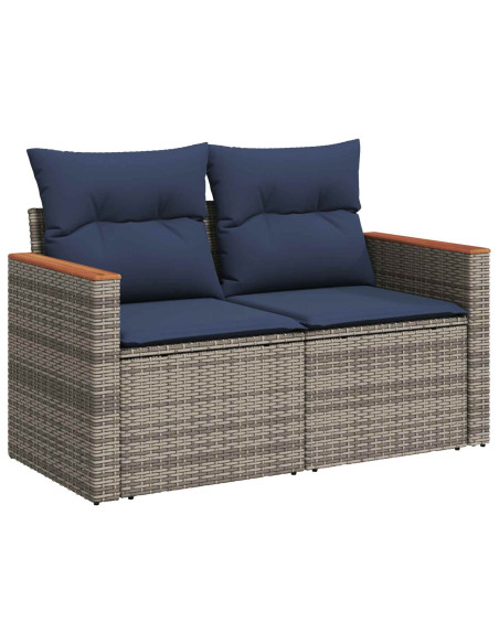 Set di divani 5 pz Grigio e Blu Navy Rattan sintetico e Acciaio