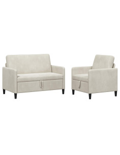 Set di Divani con Storage 2 pz Crema Poliestere 2
