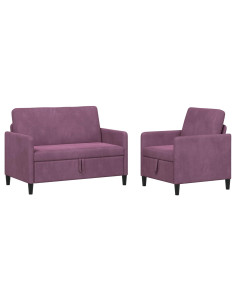 Set di Divani con Storage 2 pz Viola Poliestere 2