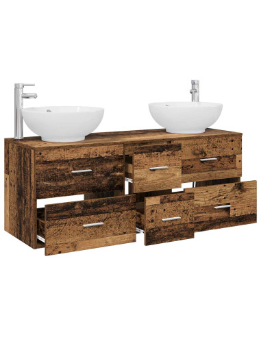 Set di mobili per il bagno 3 pz Legno antico