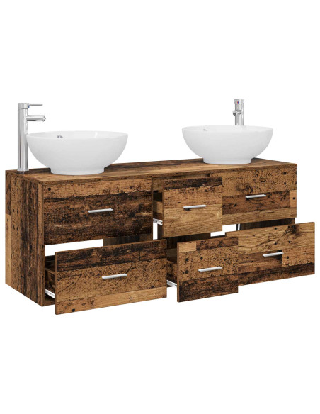 Set di mobili per il bagno 3 pz Legno antico