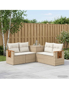 Set di divani 5 pz Beige e Bianco Crema