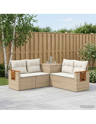 Set di divani 5 pz Beige e Bianco Crema