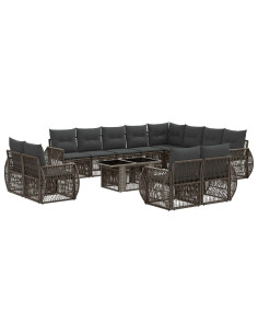 Set Divano da Giardino 13 pz Grigio e Grigio Scuro polyrattan 2
