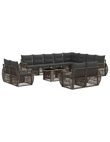 Set Divano da Giardino 13 pz Grigio e Grigio Scuro polyrattan