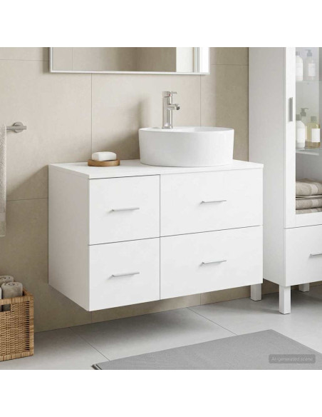 Set di mobili per il bagno 2 pz Bianco Legno ingegnerizzato
