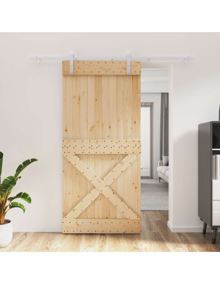 Porta scorrevole Naturale e Bianco 95 x 210 cm
