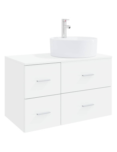 Set di mobili per il bagno 2 pz Bianco Legno ingegnerizzato