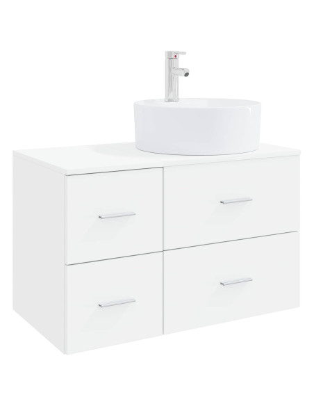 Set di mobili per il bagno 2 pz Bianco Legno ingegnerizzato