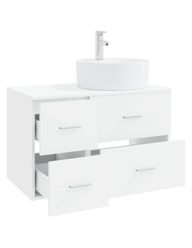 Set di mobili per il bagno 2 pz Bianco Legno ingegnerizzato