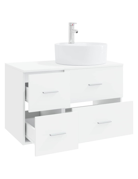 Set di mobili per il bagno 2 pz Bianco Legno ingegnerizzato
